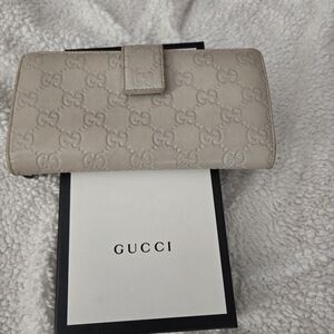 Gucci Light Beige Embossed Wallet